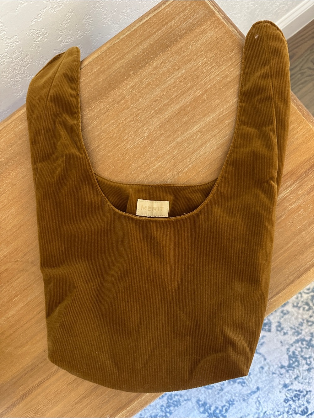 Merit Makeup Corduroy Bag in Warm Brown